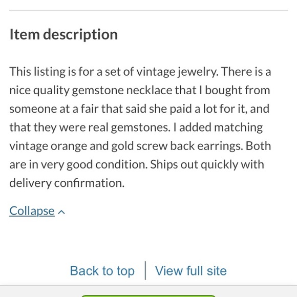 Vintage gemstone necklace and screwback earrings - Picture 3 of 3
